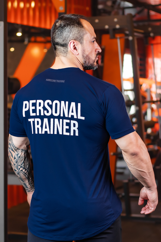 Hardcore Training Camiseta Azul Personal Trainer Masculina Edi O