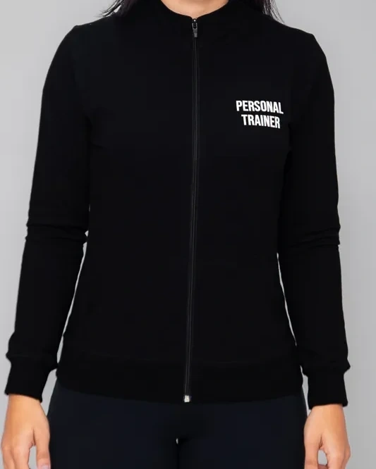 Jaqueta Preta Feminina com Gola Personal Trainer