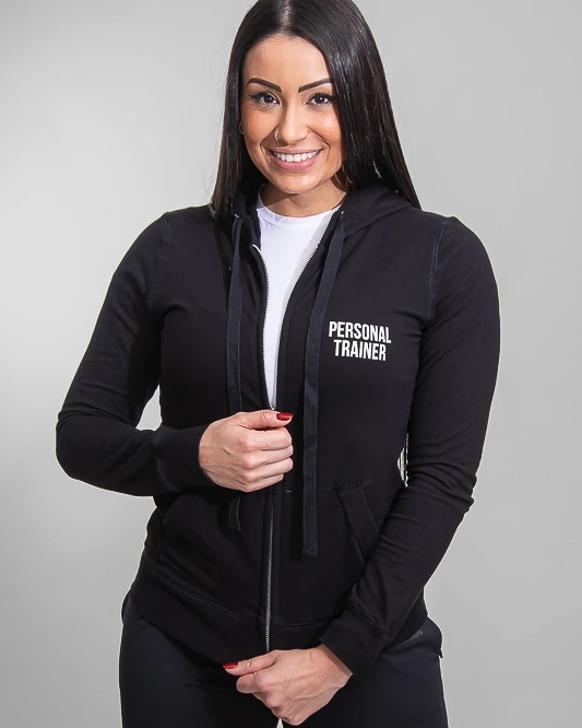 Jaqueta Feminina com Capuz Preta Personal Trainer 
