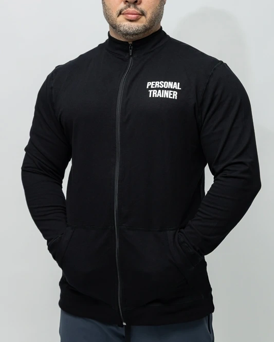 Jaqueta com Gola Masculina Preta Personal Trainer