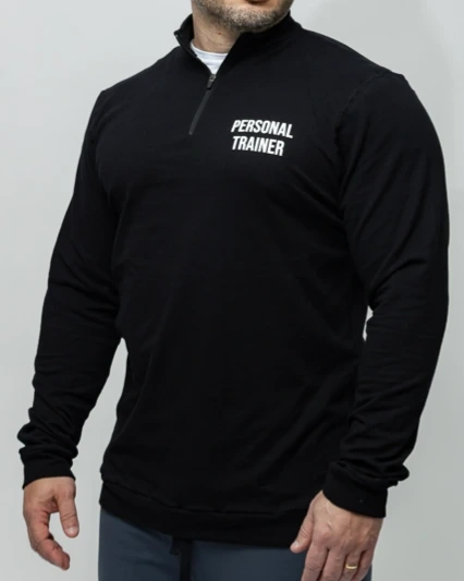 Blusa Meio Zíper Masculina Preta Personal Trainer